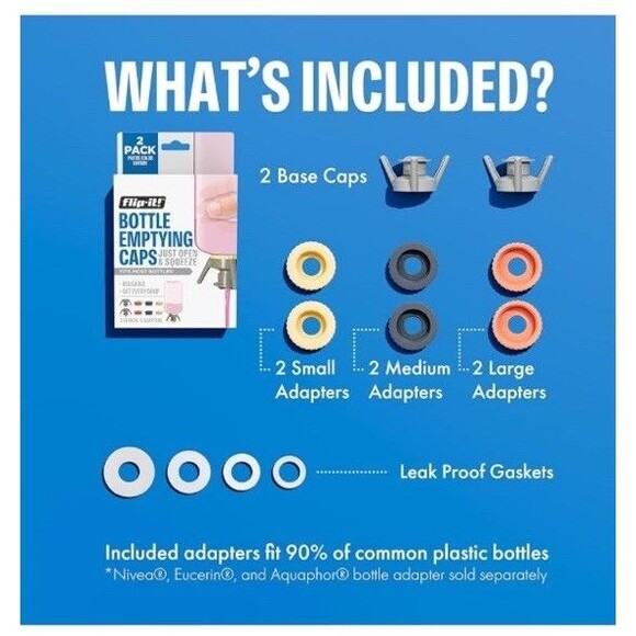 ❌SOLD‼️❌ Flip-It! Reusable Bottle Emptying Kit Cap w/2 Caps, Stands,Adapters - Picture 4 of 9